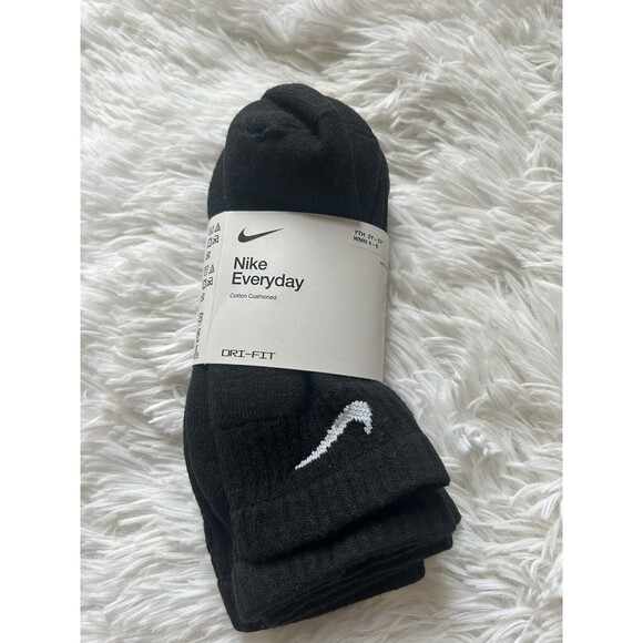 New Nike Everyday Youth 3Y-5Y Black Cotton Socks - Picture 1 of 2
